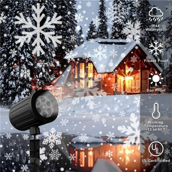 Snowflake Projector Lights Outdoor, Snowflake Projector Indoor, Waterproof LED - Picture 3 of 6